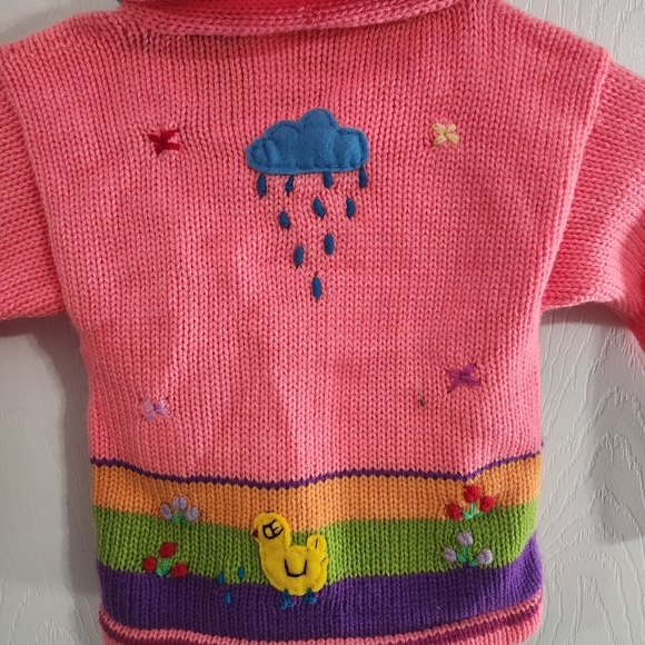 NWT Acrilico hand knit sweater colorful embroidered textured animals Toddler 12M - Picture 6 of 8